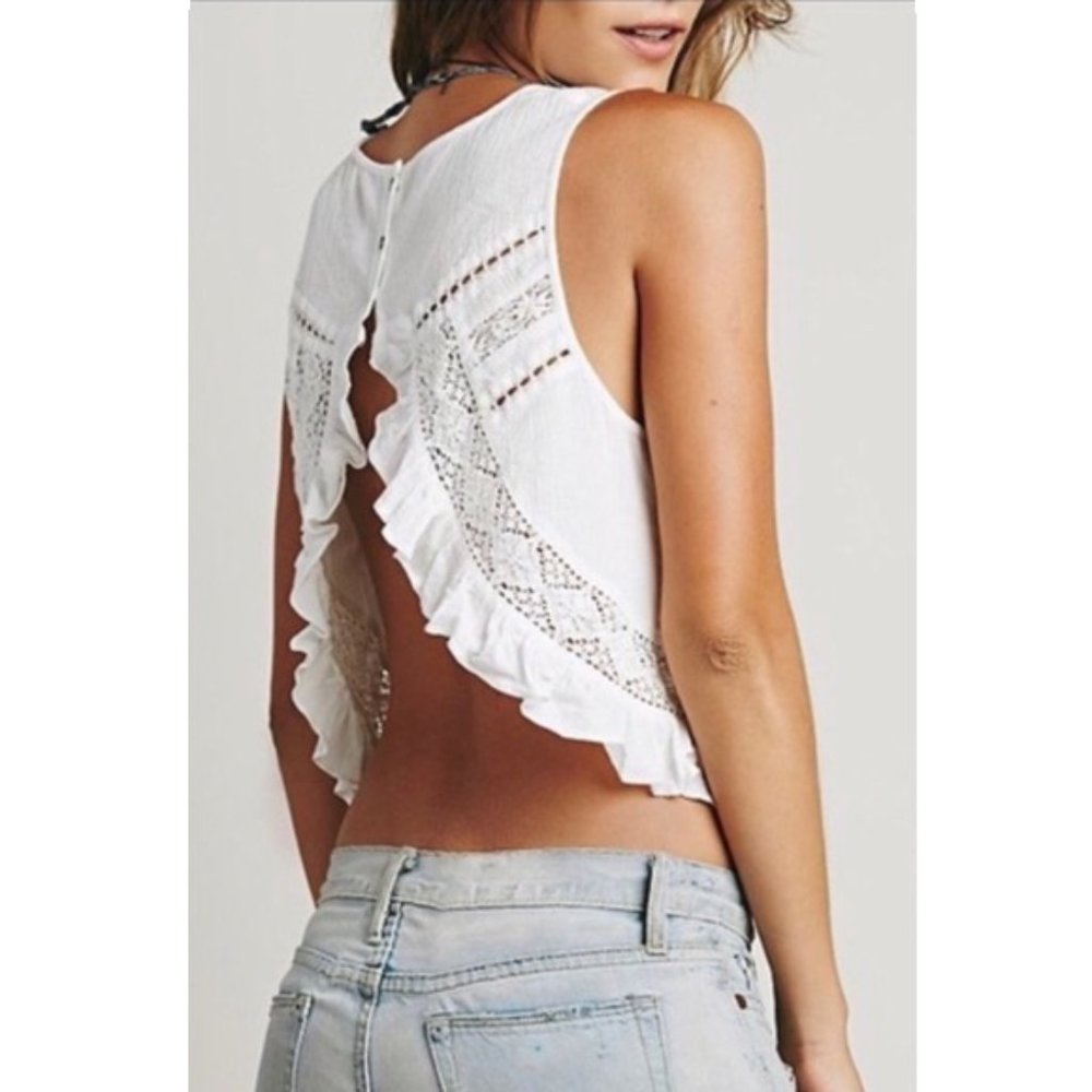 Free People Eyelet Lace Open Back Tank Top